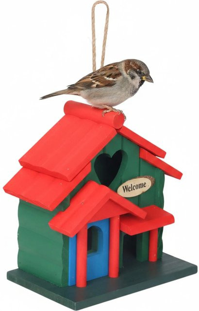 Relaxdays Vogelhaus aus Kiefernholz im Landhausstil, Mehrfarbig, B/T/H: 23 x 18 x 13 cm - Bild 1