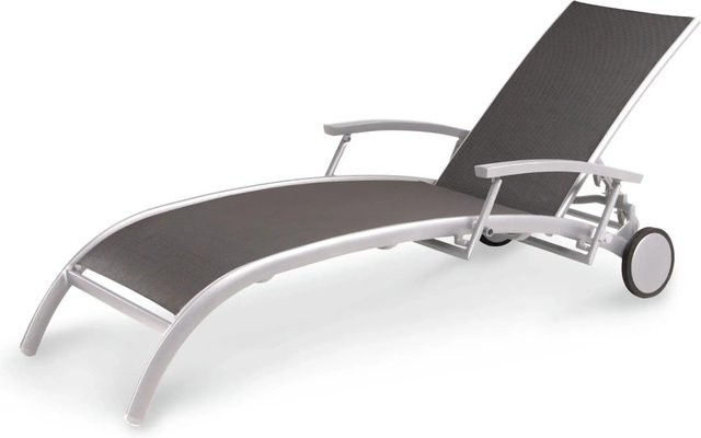 Sonnenliege Palermo von Barths aus Aluminium mit Ergotex-Gewebe in Silber, B/T/H: 202 x 72 x 47 cm - Bild 1