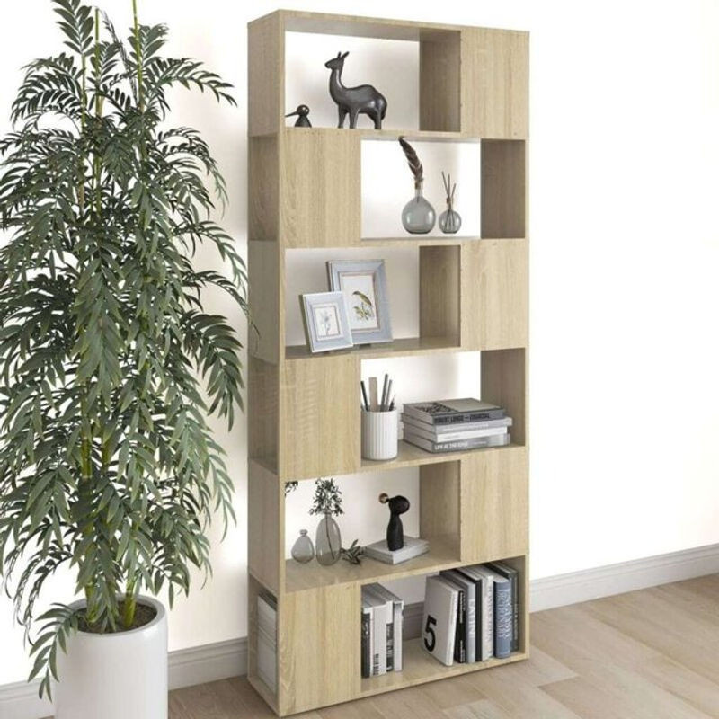 Vidaxl Bücherregal Raumteiler in Eiche Natur, Holzwerkstoff, B/T/H: 80 x 24 x 186 cm - Bild 1
