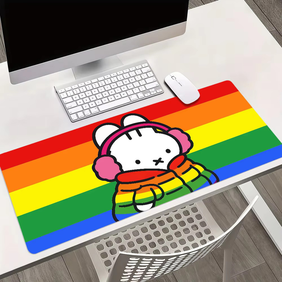Miffy Cartoon Hasen Mauspad in Multicolour, rutschfestes und verdicktes Desktop-Mauspad mit Lockedge-Verstärkung für Gaming und Büro - Bild 4