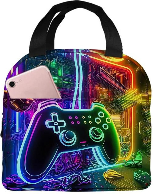 Fancy Style Studio Thermische Lunchtasche GamePad Design für Kinder, Mehrfarbig, B/T/H: 22,0 x 20,0 x 13,0 cm - Bild 1