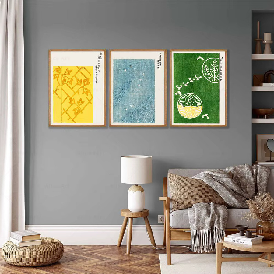 Vintage Leinwandposter Taguchi Tomoki Japanische Ausstellung Holzschnitt Wandkunst - Bild 2