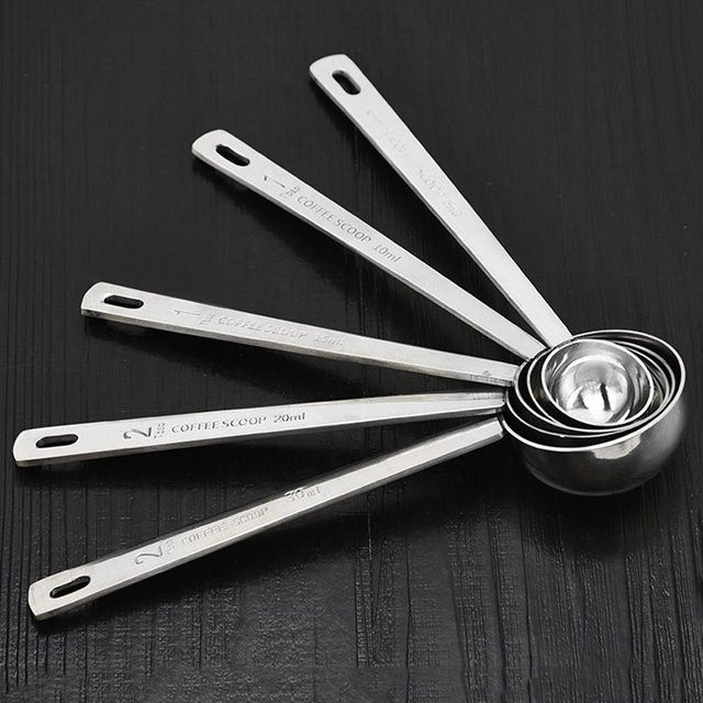 Edelstahl Messlöffel Set in Silber für Pulver und Kaffee, 5 ml, 10 ml und 30 ml - Bild 1