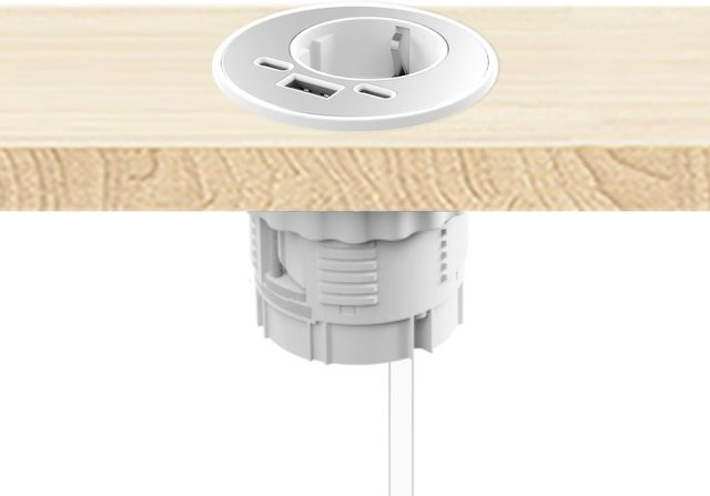 Kalb Energon Multiport-Einbausteckdose Rund mit USB-A, USB-C und Dataexchange in Weiß - Bild 1
