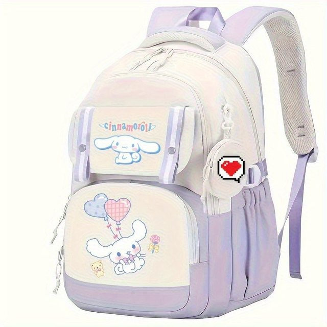 3-teiliges Schulrucksack-Set in Lila aus Oxford-Stoff mit großem Fassungsvermögen inklusive Federmäppchen und Schultergurt - Bild 1