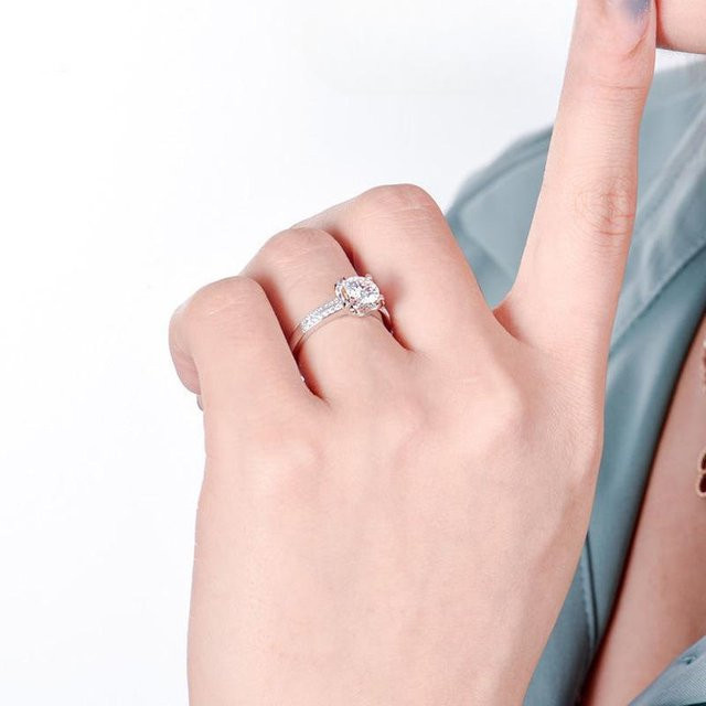 Lucky Star Jewelry Ring, 925 Silber, Moissanite, Damen, beige - Bild 1