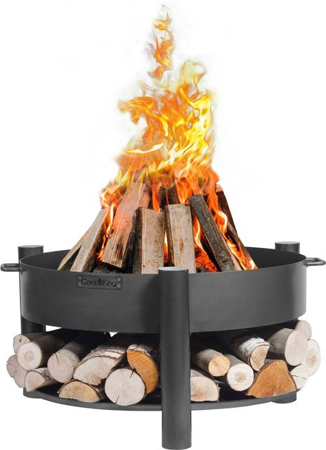 CookKing Feuerschale Montana 80 mit Holzlager, Schwarz, B/T/H: 88 x 88 x 45 cm - Bild 1