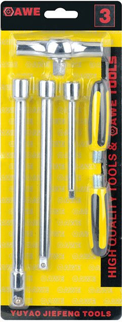 WEELEE 3-in-1 T-Griff Ratsche und Schnellschlüssel Set mit Sechskant-Hülsen in Grau und Silber für Reparaturarbeiten - Bild 1
