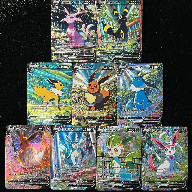 Keeppley Pokémon Eeveelution Umbreon Eevee Sylveon Sammelkarten, 9-teiliges Set - Bild 1