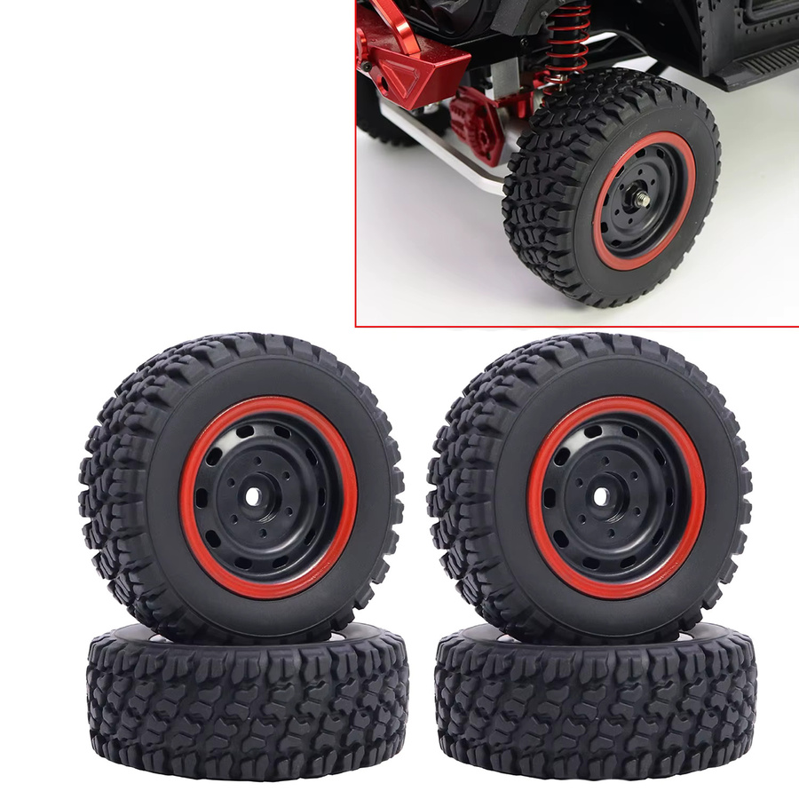 WWXRC SCY 82 mm Reifen mit roten Beadlock-Felgen, 1:16, Zubehör - Bild 2