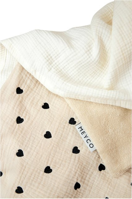 Meyco Baby Kuscheldecke Musselin Sweet Heart in Soft Sand, B/H: 75 x 100 cm - Bild 1