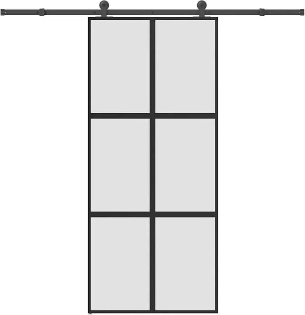vidaXL Schiebetür aus Hartglas und Aluminium in Schwarz mit Beschlag, B: 90 cm, H: 205 cm - Bild 1