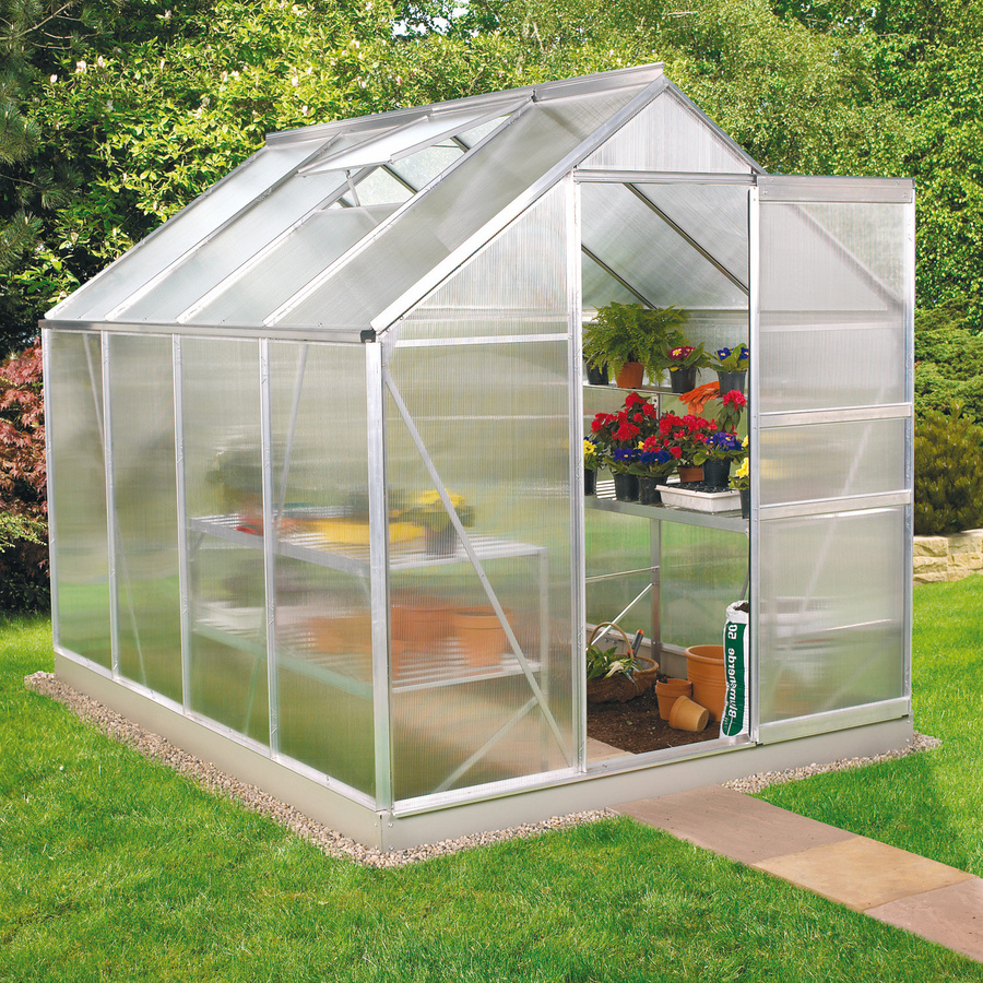 Vitavia Gewächshaus Planet 5000 mit Fundament und Polycarbonat-Platten, Farbe: Silber, B: 195 cm, T: 257 cm, H: 207 cm - Bild 3