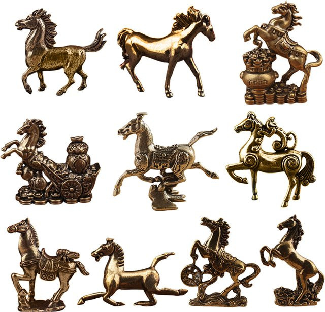 JETTING Messing-Pferdefigur in Gold als dekoratives Feng Shui Ornament für dein Zuhause oder Büro - Bild 1