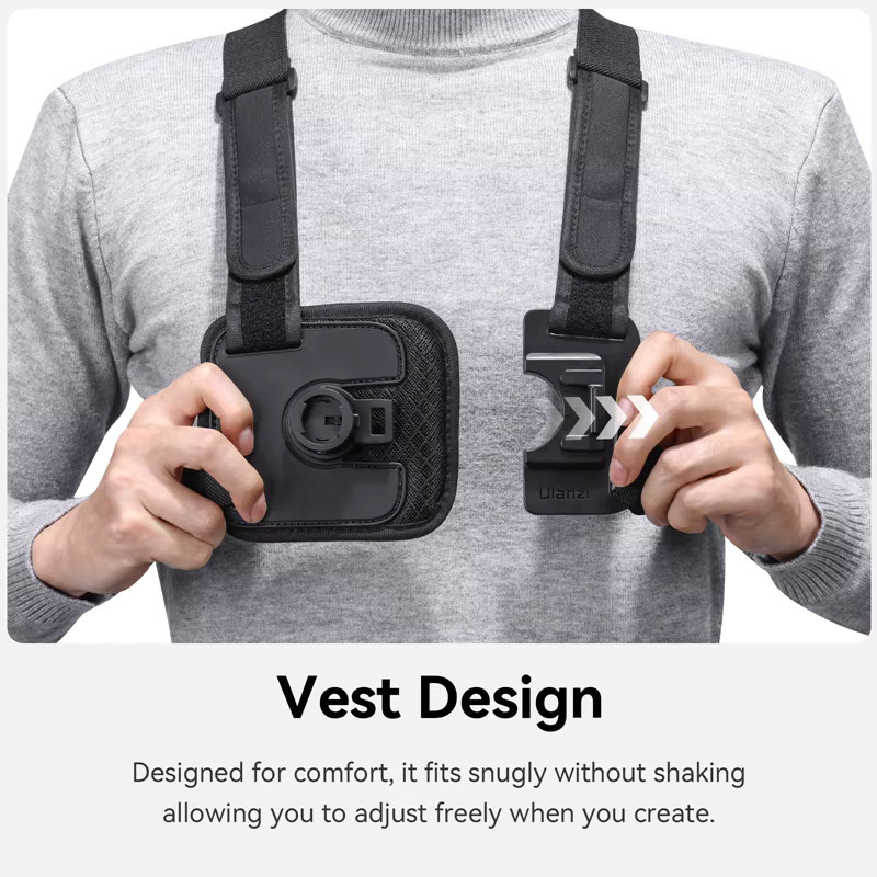 Ulanzi Go-Quick II Magnetischer Brustgurt mit 180 Grad Tilt Quick Release Mount für GoPro und Smartphone in Schwarz - Bild 2