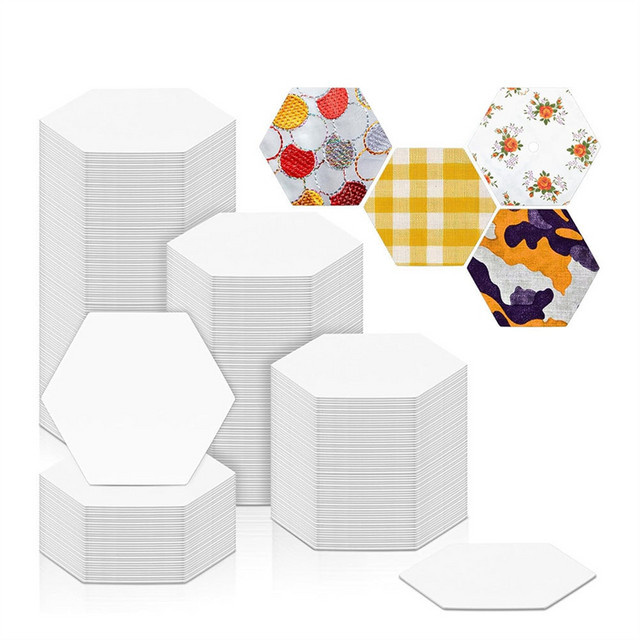 500 Stück Sechseckige Quilt-Vorlagen aus Papier in Weiß für DIY-Patchwork und Nähzubehör A21R - Bild 1