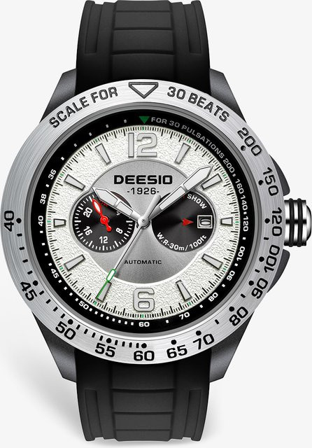 Deesio Armbanduhr Automatik, Saphirglas, Silber, Silikon, Herren - Bild 1