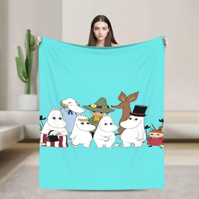 YglEleven Moomins Kuscheldecke aus Flanell in Türkis, B/B: 150 x 200 cm - Bild 1