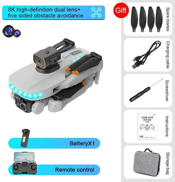 LYZRC P14 Mini Drohne 8K 5G GPS mit Dual Kamera und Hindernisvermeidung, faltbarer Quadcopter in Grau - Bild 1