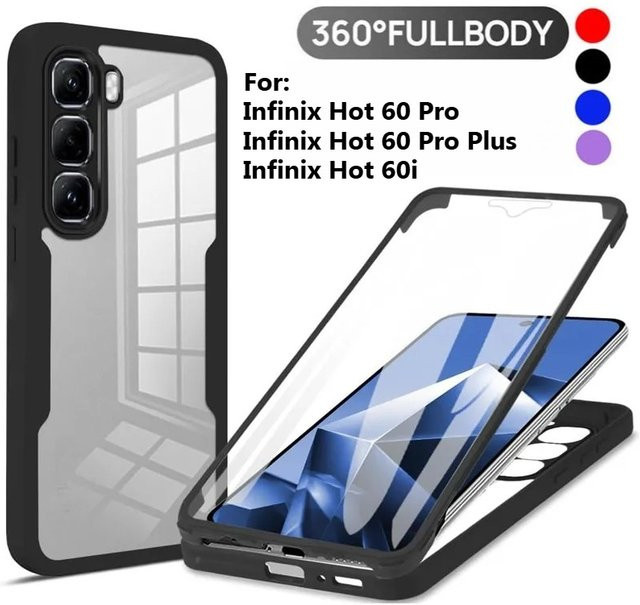 Stoßfeste transparente Schutzhülle für Infinix Hot 60, Hot 60 Pro, Hot 60 Pro Plus und Hot 60i mit 360 Grad Displayschutz und TPU-Stoßfänger - Bild 1