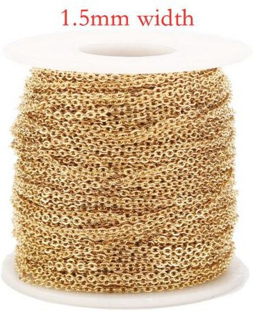Halskette Rolo Gliederkette, Edelstahl, Goldton, 50 m, Unisex - Bild 1