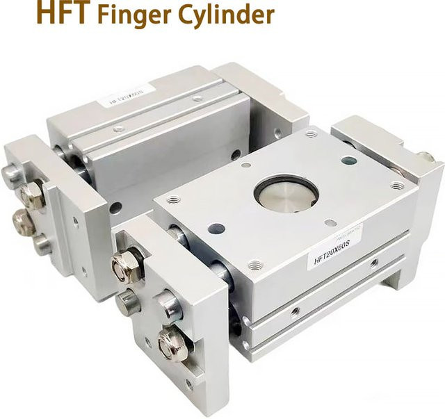 HFT Breiter pneumatischer Fingerzylinder Präzisionsklaue zum Öffnen und Schließen in Silber - Bild 1