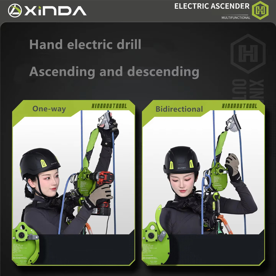 Xinda Electric Ascender Kit Elektrischer Lift mit Absturzsicherungsset in Grün für Seilzugang und Outdoor-Aktivitäten - Bild 5