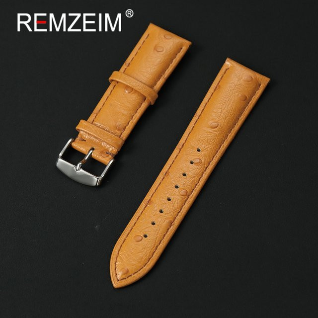 REMZEIM Uhrenarmband Echtleder, Straußenmuster, Herren, Damen - Bild 1