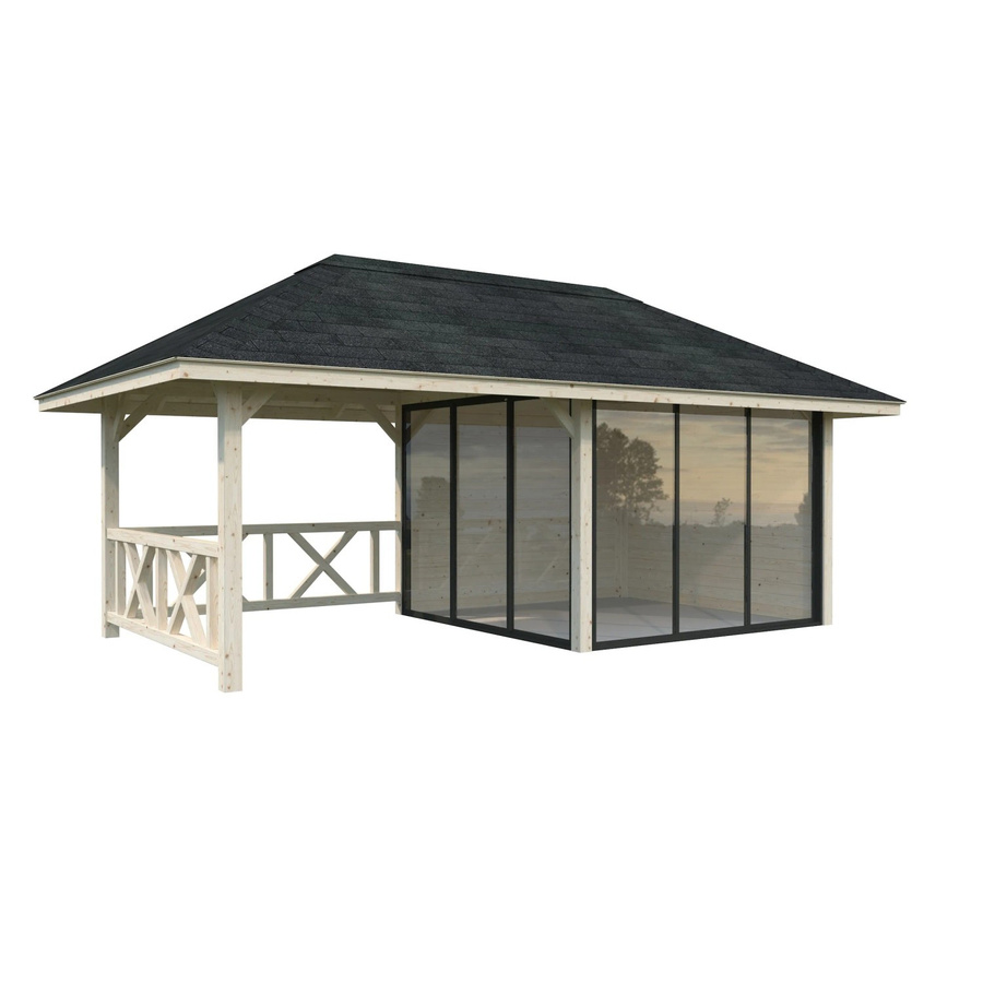 PALMAKO Pavillon Bianca Set 203 Slide aus Fichtenholz in Braun mit transparenter ESG-Verglasung, B/H/T: 588 x 319 x 300 cm - Bild 3