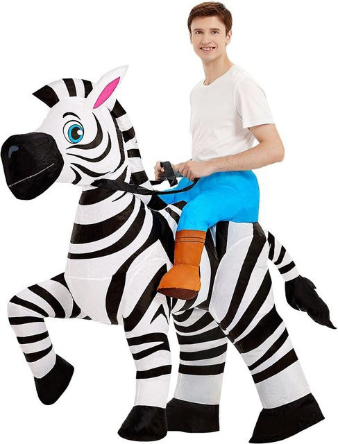 Aufblasbares Zebra-Reitkostüm für Erwachsene, weiß, 150-190cm - Bild 1