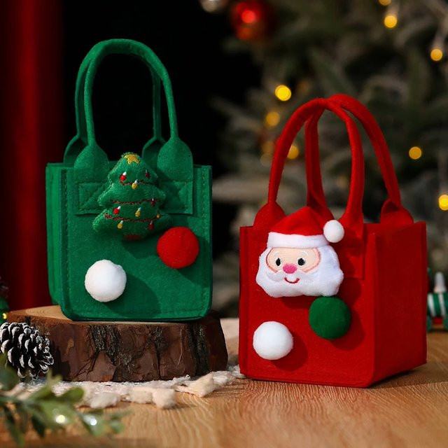 Kreative Weihnachts Geschenk Tasche aus Filz mit Weihnachtsbaum Motiv in Grün - Bild 1