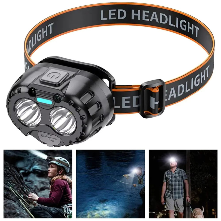 LONGRIVER LED-Stirnlampe in Schwarz, wiederaufladbar über USB, wasserdichte Kopflampe für Outdoor, Camping und Garten - Bild 5