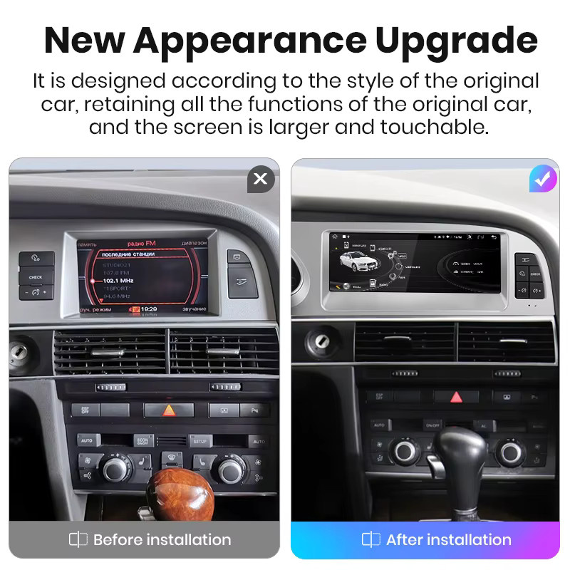 Junsun 8,8 Zoll CarPlay Multimedia Radio für Audi A6 C6 4F 2005-2011 mit Bluetooth, Android Auto und GPS in Schwarz - Bild 2