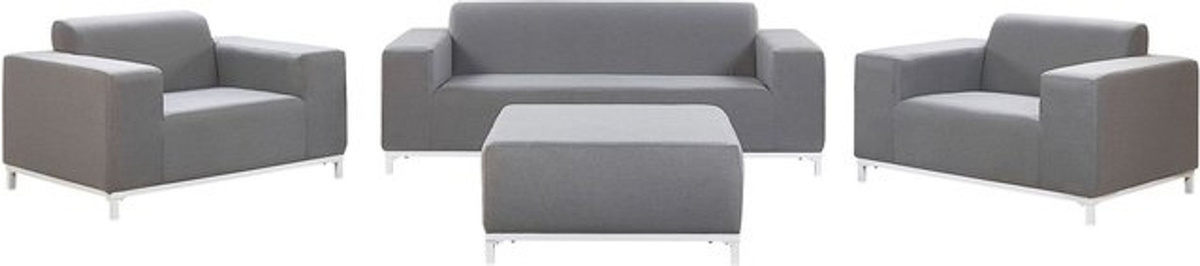 BELIANI Loungemöbel 5er Set in Grau mit weißem Untergestell aus Metall und Polyester Stoff - Bild 1