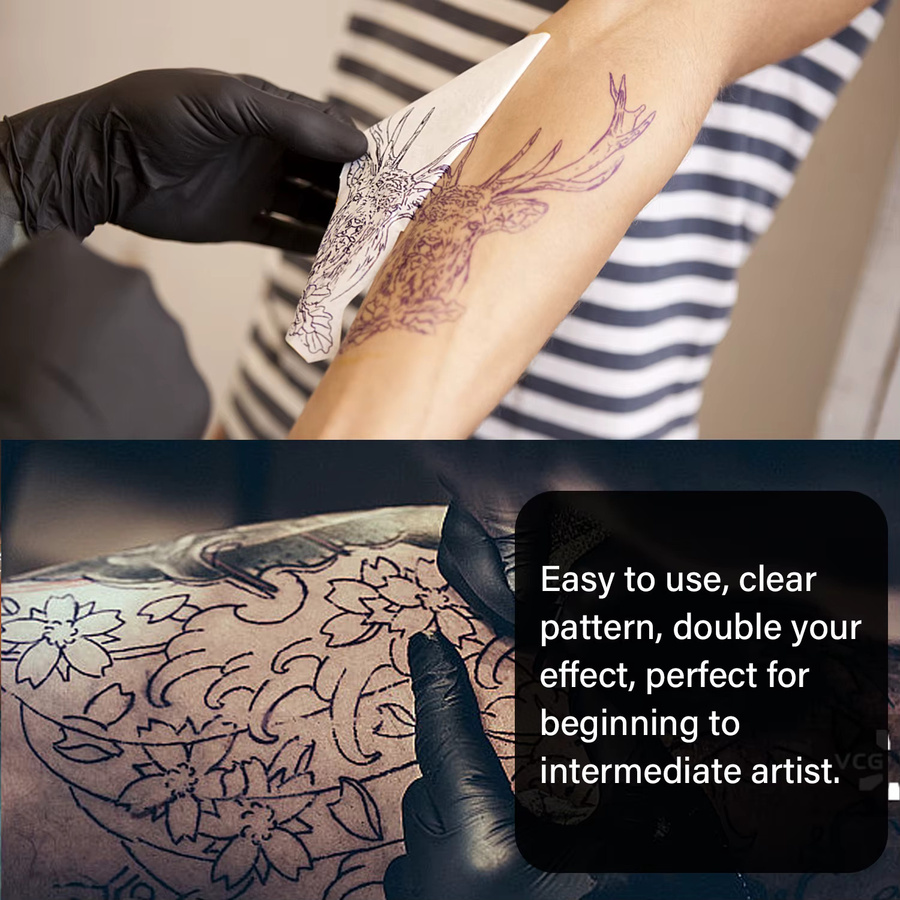 OZER Tattoo-Transferpapier 100 Stück im A4-Format für professionelle Freihand-Vorlagen in Weiß - Bild 3