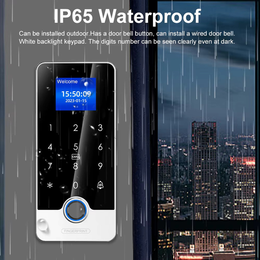 Tuya Wasserdichter Bluetooth Fingerabdruck-Zugangscontroller mit RFID-Touch-Tastatur für 13,56 MHz und 125 kHz in Schwarz - Bild 4