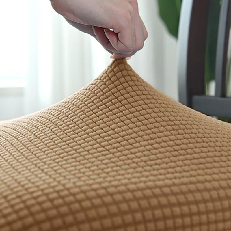 Yiran Furniture Jacquard-Horn-Sitzbezug aus Stretch-Material in Navy Blau, schmutzabweisende Stuhlhussen für Esszimmer, Küche oder Büro, ohne Rückenlehne - Bild 3