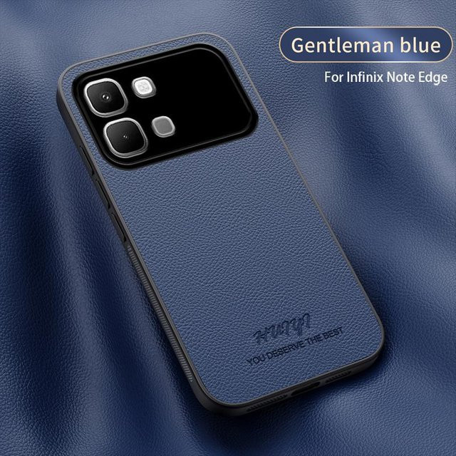 Business Leder Handyhülle mit magnetischer Abdeckung für Infinix Note Edge und NoteEdge G in Blau - Bild 1