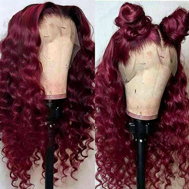 Burgunderrote Loose Wave Lace Front Perücke, 250%, Damen - Bild 1