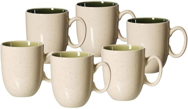 Ritzenhoff & Breker Kaffeebecher Skog aus Keramik, 6er Set, Green/Beige, 400 ml - Bild 1