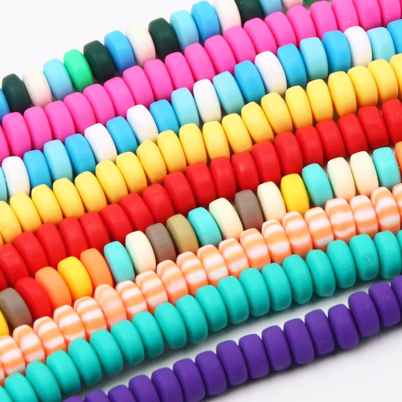 Laudsong Abakus Spacer Perlen, Polymer Clay, Bunt, 3x7mm - Bild 1