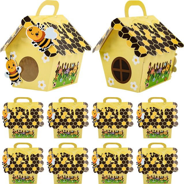 20 Stück Bienenstock Geschenkboxen aus Papier in Gelb und Multicolour für deine Partydekoration - Bild 1