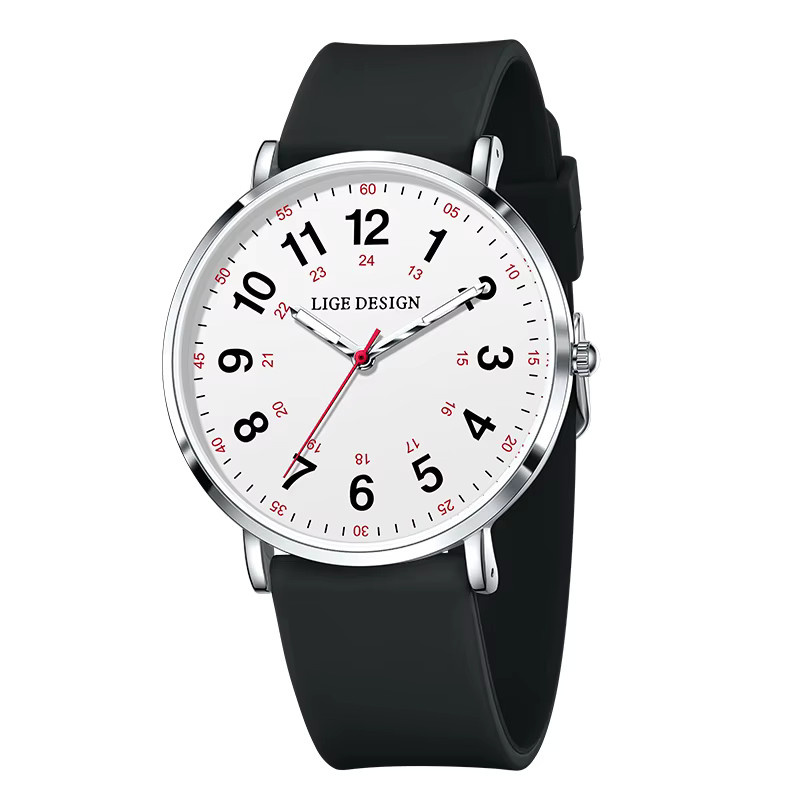 LIGE Armbanduhr Quarz, Silikon, Weiß, Herren - Bild 7