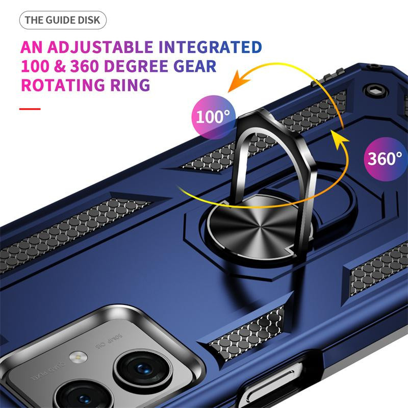 Stoßfeste Schutzhülle für Motorola Moto G54 5G mit magnetischem Metallring für die Autohalterung in Blau - Bild 2