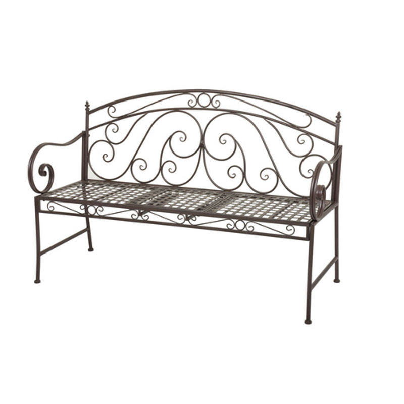 Garden Pleasure Gartenbank Saket 2-Sitzer aus Schmiedeeisen mit Tisch in Braun B/H/T: 146 x 96 x 53 cm - Bild 5