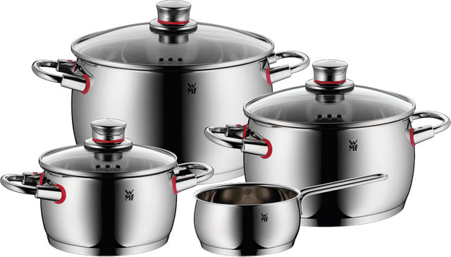 WMF Quality One Topfset 4-teilig in Rot und Silber - Bild 1