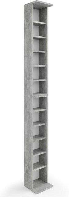 VICCO Wandregal in Beton-Optik als CD- und DVD-Ständer sowie Bücherregal für Büro und Wohnzimmer, Grau - Bild 1