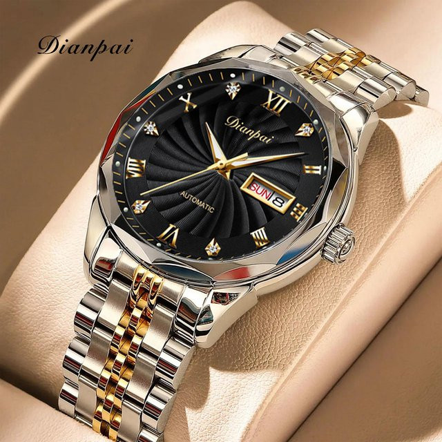 Dianpai Armbanduhr Automatik, Edelstahl, Schwarz, Herren - Bild 1