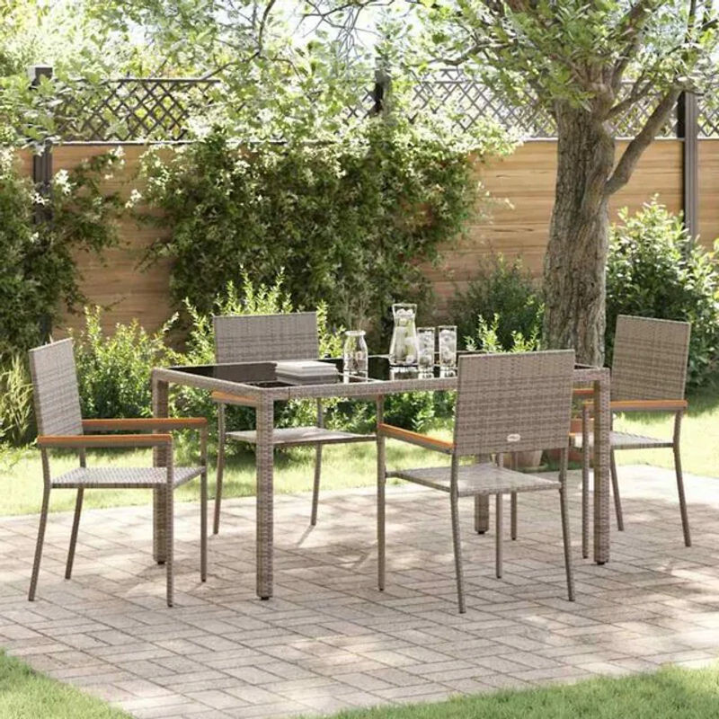 5-teilige moderne Garten Essgruppe aus Poly-Rattan und Metall in Grau von vidaxl - Bild 1
