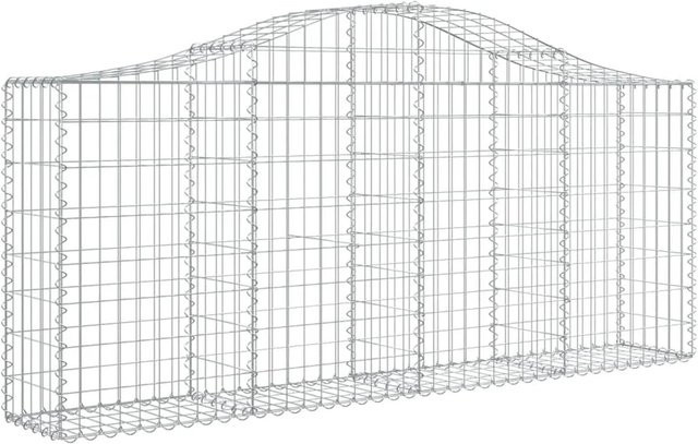 vidaXL Gabione mit Hochbogen aus verzinktem Eisen in Silber, B/T/H: 200 x 30 x 80/100 cm - Bild 1